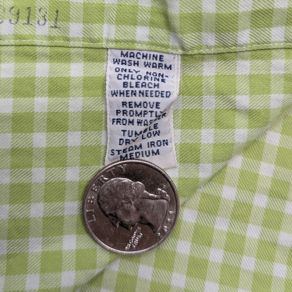 Ralph Lauren Blake Gingham Button Down Shirt Men's Large Green White Long Sleeve - Picture 6 of 10